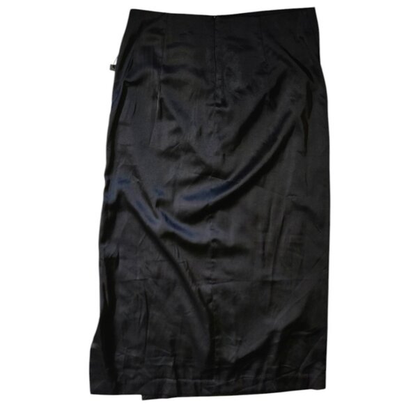 ASTR Size Medium Skirt Long Pencil Pleated Black Silk-Like NWT - Picture 2 of 10
